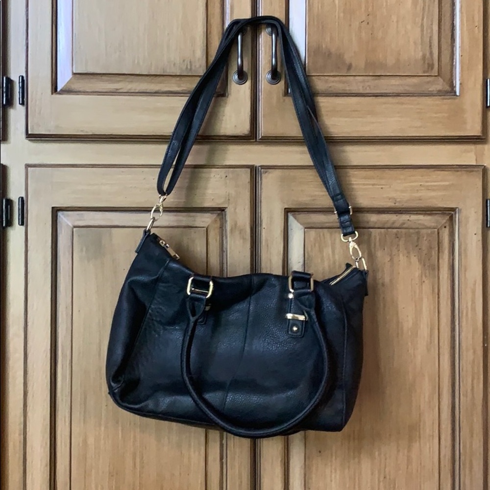 Black & Gold Faux Leather Purse